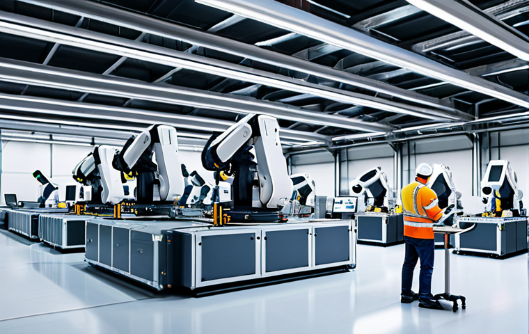 Automated Factory of the Future**

"A clean, modern factory floor featuring robotic arms assembling a product, fully clothed engineers in appropriate attire monitoring the process on tablets, safe for work, high-tech equipment, perfect anatomy, natural proportions, professional photography, bright lighting, family-friendly, appropriate content."

**